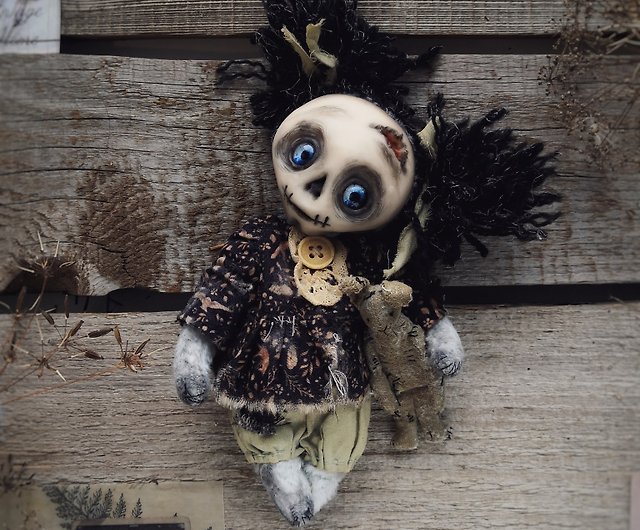 Cute baby Scully is Art doll in OOAK Gothic Fantasy Horror style