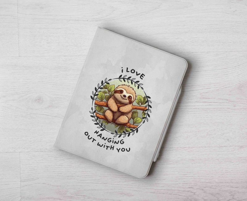 Concrete cement Sloth iPad flip case for Apple pencil iPad Air 4 mini 6 10.5 11 - Tablet & Laptop Cases - Plastic Multicolor