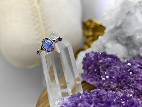 zen crystal jewelry 礦石設計 藍線石戒指|925sliver| 天然心靈療石|Dumortierite