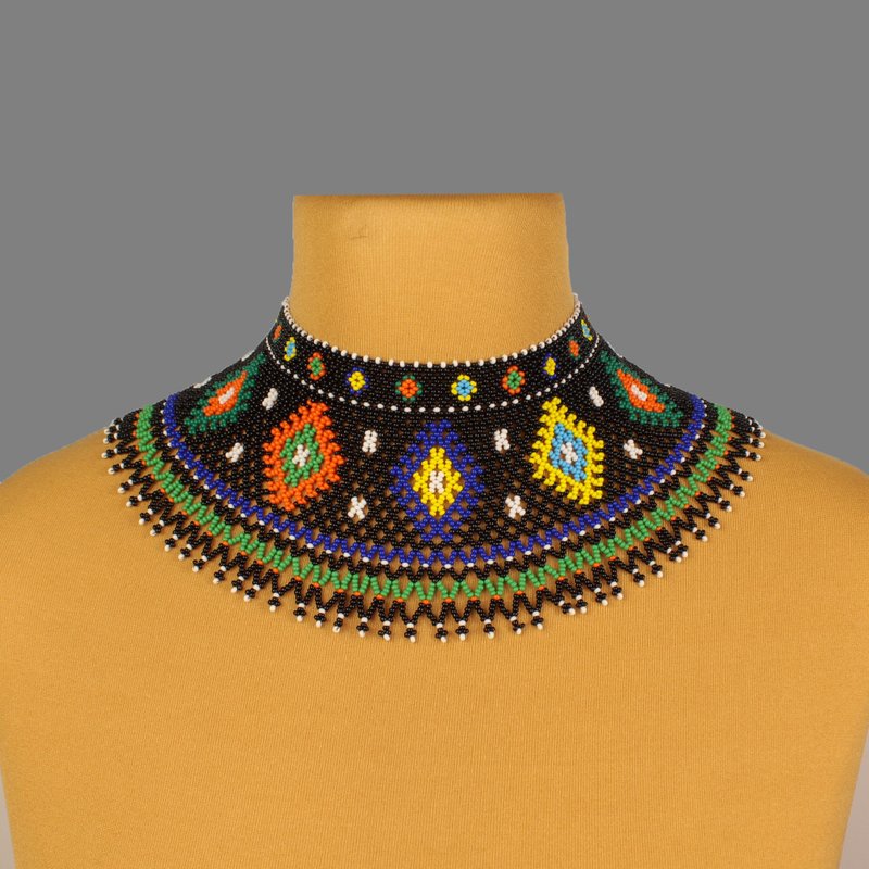 Seed bead collar necklace Ukraine traditional jewelry, Handmade bead bib necklac - 鎖骨鍊 - 玻璃 多色