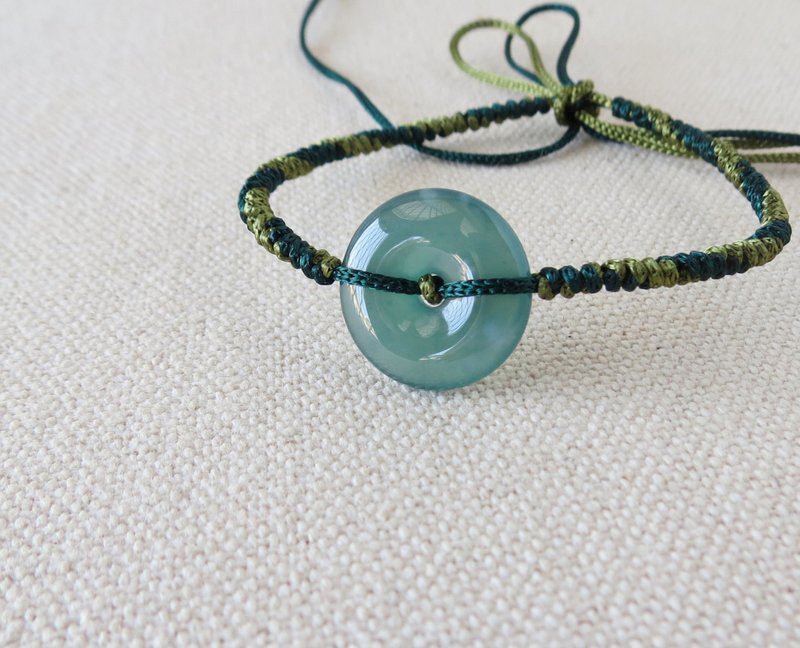 本命年【單售平安扣】冰藍雪花棉翡翠SS12*招財避邪 - 手鍊/手環 - 寶石 多色