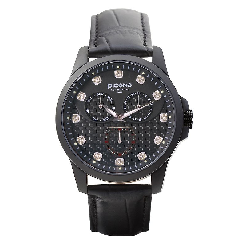 【PICONO】編み込み三眼多機能シリーズ腕時計 / BK-4003 - 腕時計 - 金属 ブラック