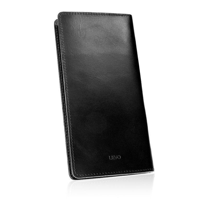 【LIEVO】GRACE - Wax Leather Long Clip_Classic Black 2 Layers - Wallets - Genuine Leather Black