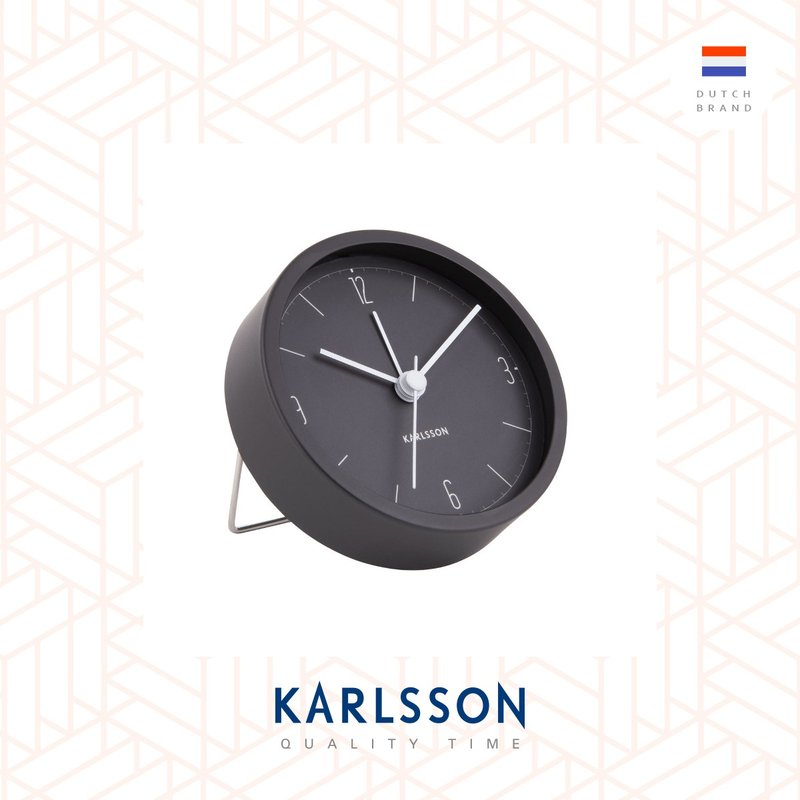 荷蘭Karlsson, Alarm clock Numbers & Lines matt black - 時鐘/鬧鐘 - 其他金屬 黑色