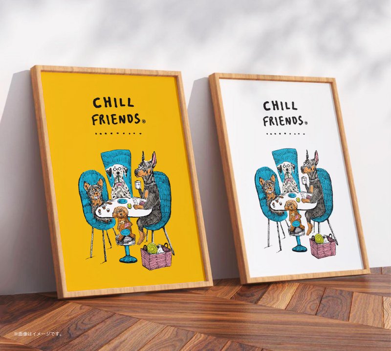 CHILL FRIENDS_Dog party /Original Poster / A4 or A3 size - 海報/掛畫/掛布 - 塑膠 白色