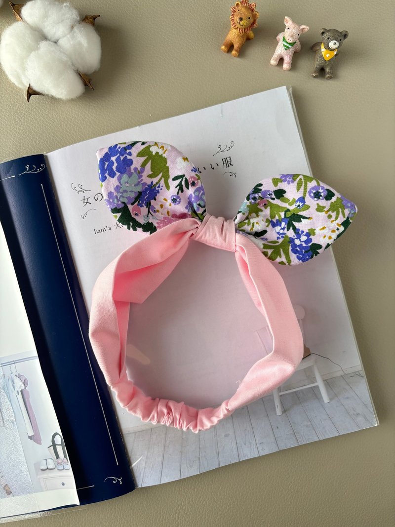 Purple floral baby headband newborn gift and first month gift - ของขวัญวันครบรอบ - ผ้าฝ้าย/ผ้าลินิน สีม่วง