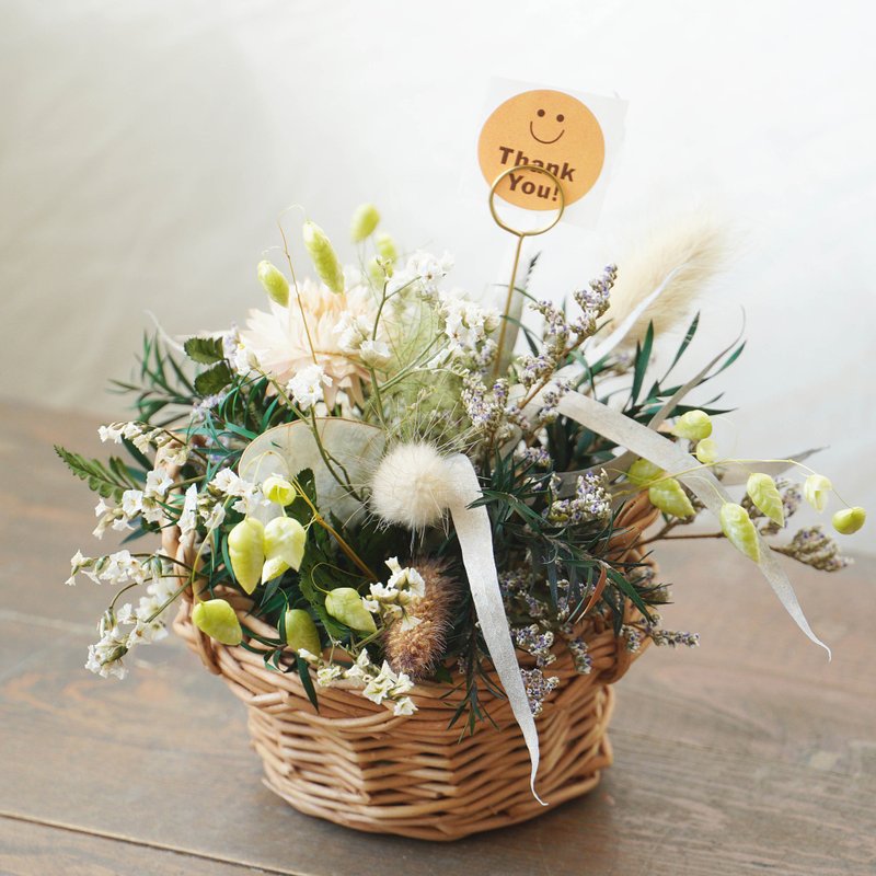 【Rattan Basket Series】Natural Field Binaural Flower Basket - ช่อดอกไม้แห้ง - พืช/ดอกไม้ 