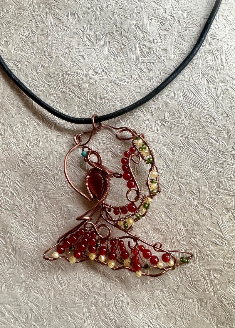 Metal braided pendant - dancer - Necklaces - Copper & Brass Red