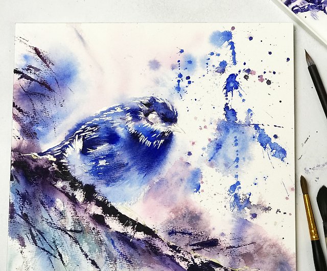 abstract blue bird painting