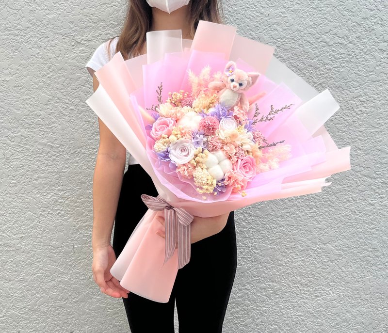 Disney LinaBell doll bouquet-Preserved flower bouquet in pink and purple - Plants - Plants & Flowers Pink