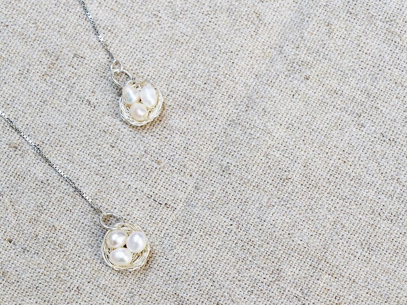 Kawagoe light jewelry pendant nest earrings ear earrings hand-made limited - Earrings & Clip-ons - Other Metals Silver