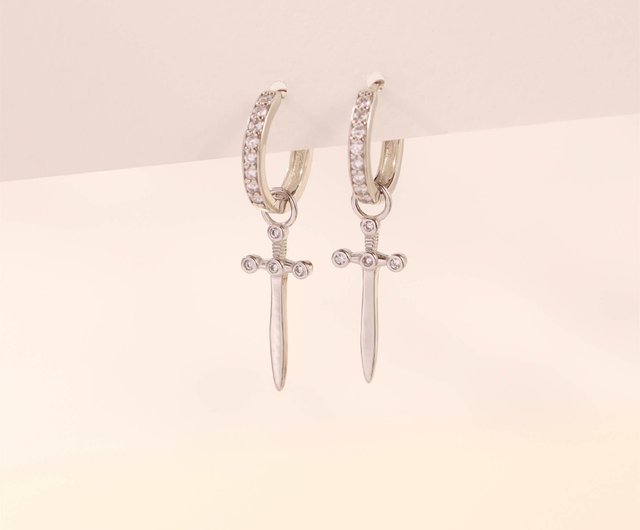 S925 シルバー ダイヤモンド ピアス クロスピアス シンプル 18K