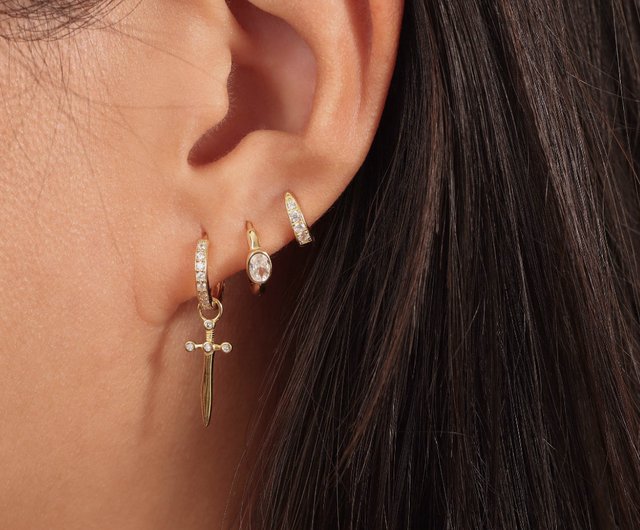 経典ブランド S925 シルバー 18K シンプル クロスピアス ピアス ダイヤモンド アクセサリー