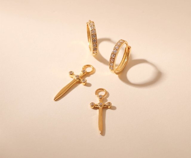 S925 シルバー ダイヤモンド ピアス クロスピアス シンプル 18K