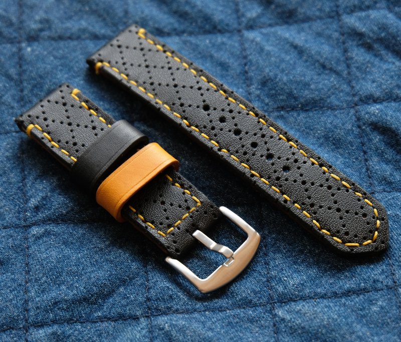 leather watch strap, Cross III model, black watch strap - 錶帶 - 真皮 黑色