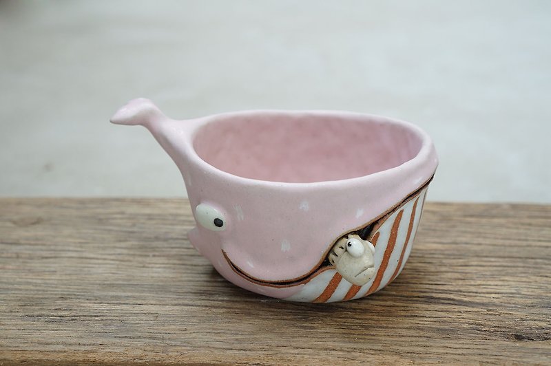 Whale pot , Whale bowl , Handmade ceramics , pottery - 花瓶/陶器 - 陶 粉紅色