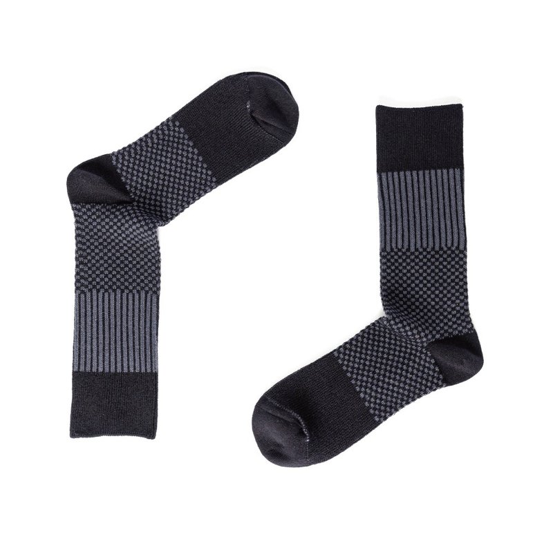 Fusion Striped Geometric Gentlemen's Socks - Classic Black - Dress Socks - Cotton & Hemp Black