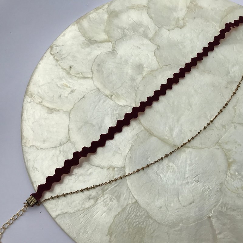 DOUBLE CHAIN ​​- RED WAVES - Necklaces - Other Materials Red