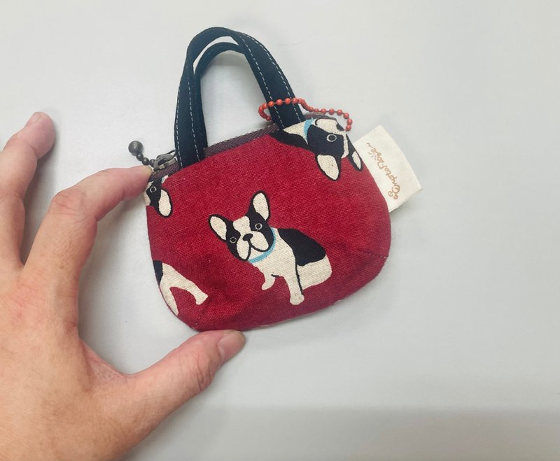迷你藍芽耳機收納袋-法豆包 - AirPods/耳機保護套 - 棉．麻 紅色