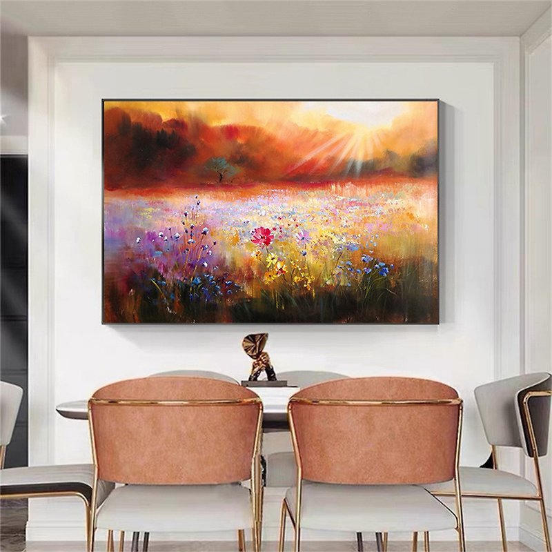 Landscape Painting Abstract Flower Canvas Wall Art Picture for Living Room Decor - โปสเตอร์ - ลินิน 