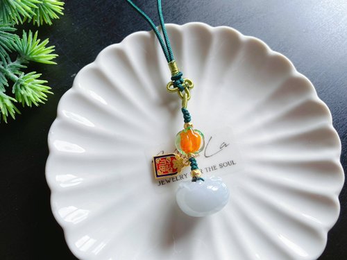 樂藏｜輕珠寶｜手作能量 天然緬甸玉翡翠 手工雕 柿子 世世平安 事事如意 包掛 禮物