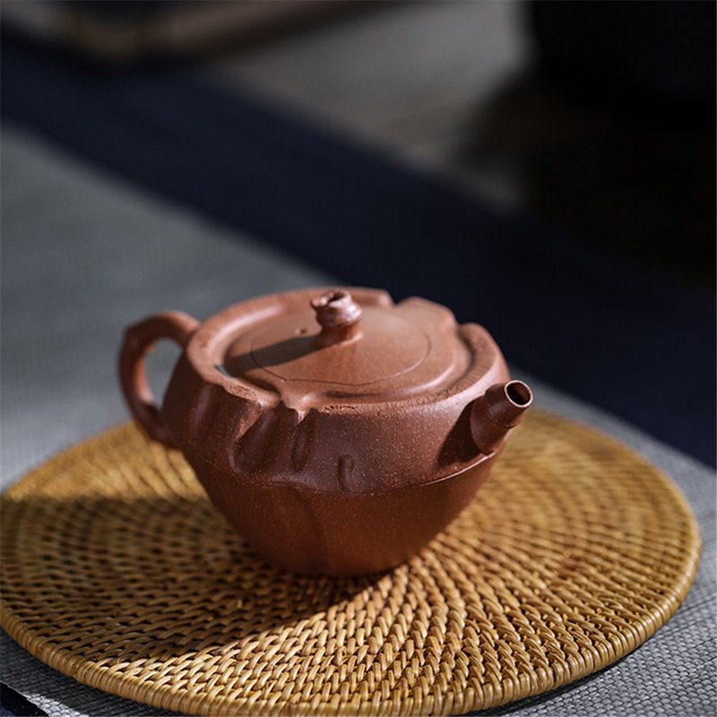 禮物仿生修竹  宜興紫砂壺茶壺降坡泥5孔出水 容量160cc茶藝 送禮 - 茶壺/茶杯/茶具 - 陶 咖啡色