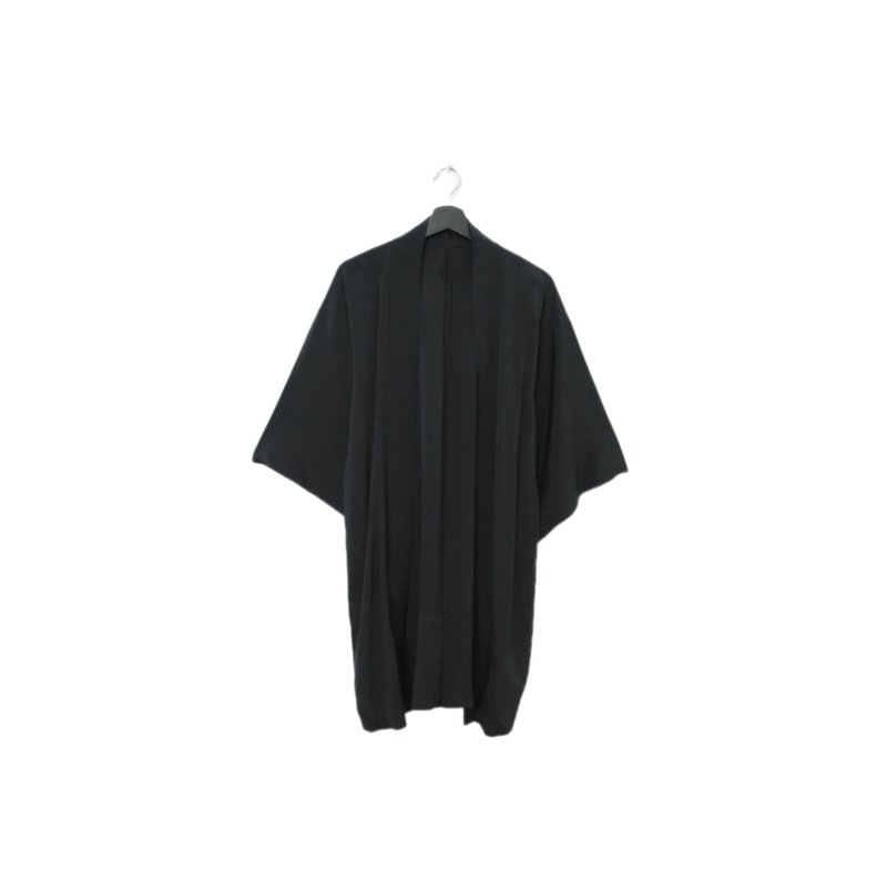Back to Green-日本黑羽織 裂取設計 蜻蜓 kk-16//vintage kimono - 女大衣/外套 - 絲．絹 
