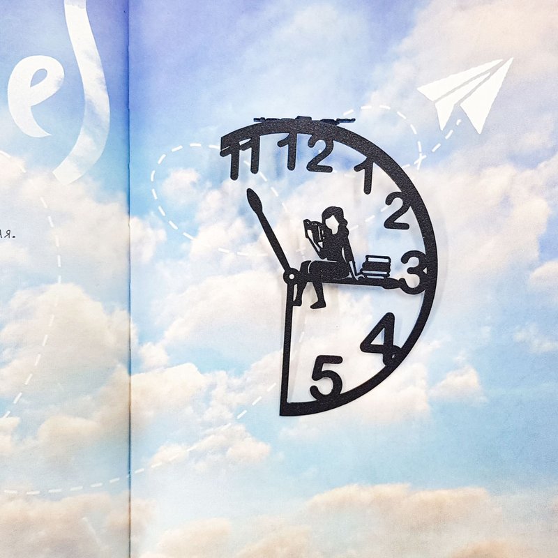 Book O Clock 金屬書籤 時鐘設計 極簡閱讀配件 - 書籤 - 其他金屬 黑色