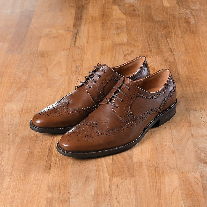 Vanger Sawtooth Long Wing Derby Gentleman Leather Shoes-Va261 Brown - Men's Casual Shoes - Genuine Leather Brown