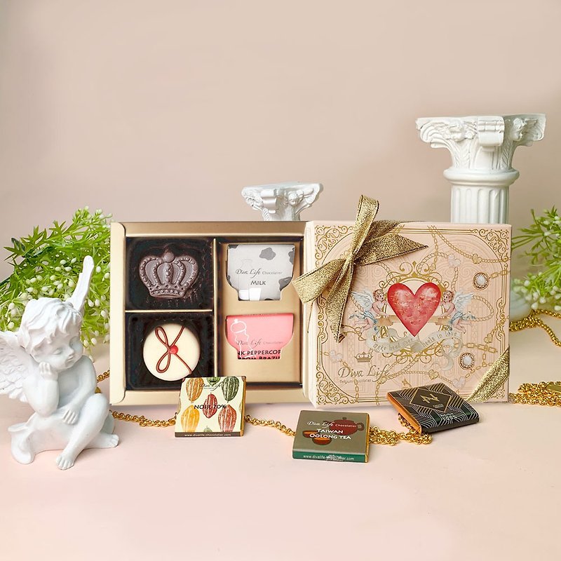 【Diva Life】Purple Food Gift Box 4 pieces (2024 Golden Pledge of Love) - Chocolate - Wood Brown