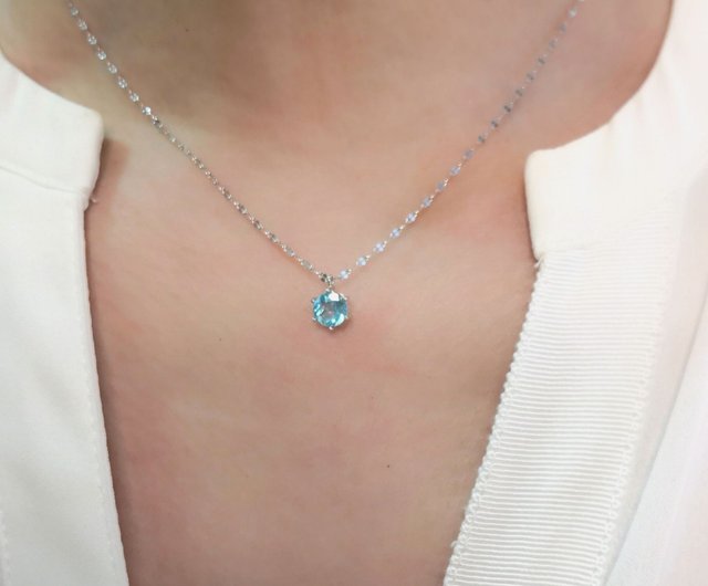 necklace with light blue stone