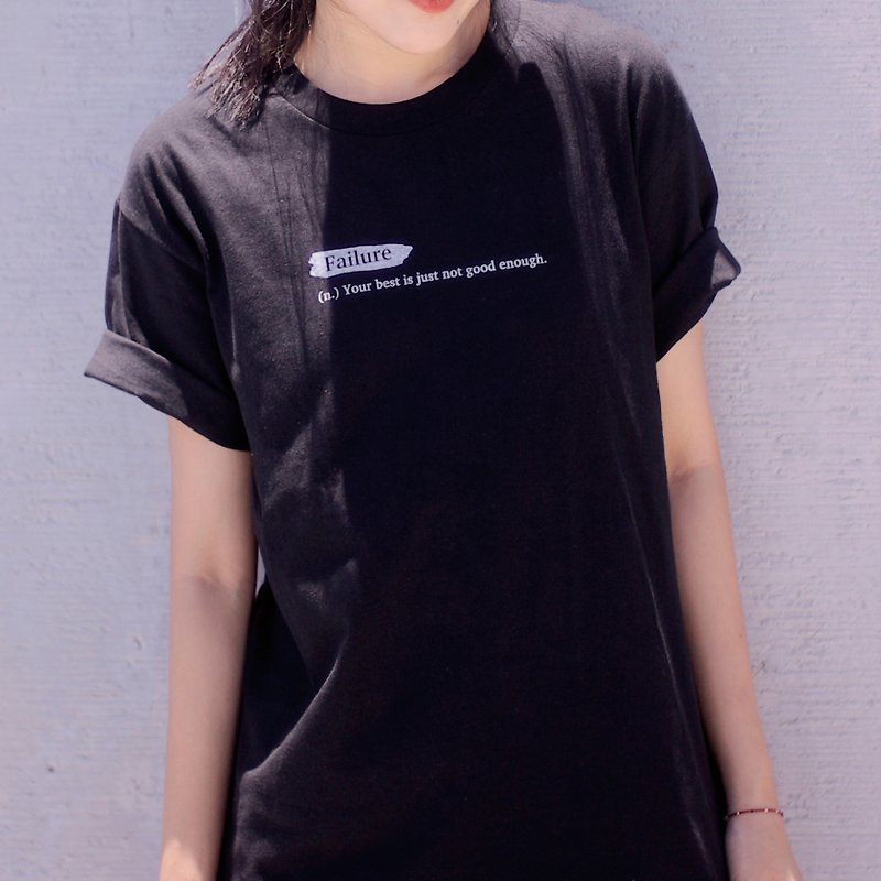 Failure-Unisex oversize seamless cylinder black short T-shirt - เสื้อฮู้ด - ผ้าฝ้าย/ผ้าลินิน สีดำ