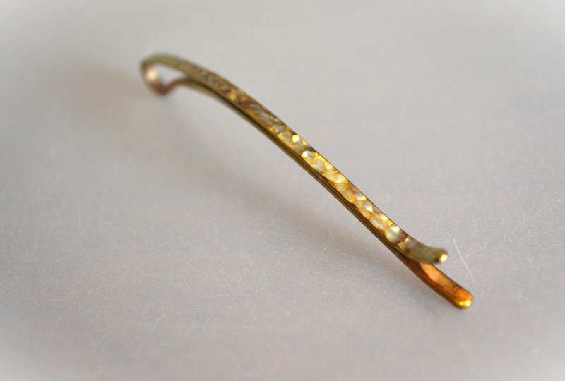 Titanium hairpin, 75mm, pure titanium hairpin = hammered, gold, long = - Hair Accessories - Other Metals Gold