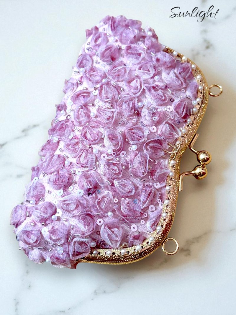 日光小巷手做浪漫日本網紗玫瑰M型口金包,長夾,手機包 - 錢包/皮夾/長短夾 - 棉．麻 