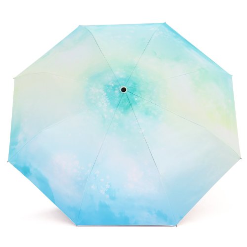 TDN 【TDN】自然光超輕易開收三折傘黑膠抗UV晴雨傘(雪花綠)