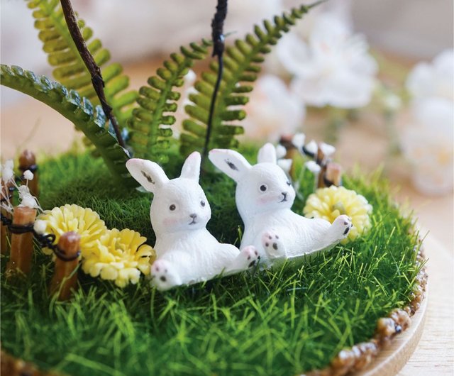ヤギのミルクホーム 手作り ウサギのマイクロランドスケープフォレストヒーリングギフト タンポポの不滅の花 ショップ Uni House ドライフラワー ブーケ Pinkoi