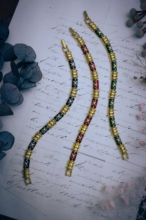 荏苒 - Vintage Jewelry 古董珠寶飾品 Joan Rivers 三色琺瑯手鍊套組—美國古董首飾 Vintage Jewelry