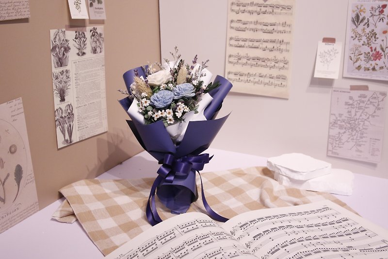 【Little Sola Bouquet】—gentleman blue bouquet - Dried Flowers & Bouquets - Plants & Flowers Blue