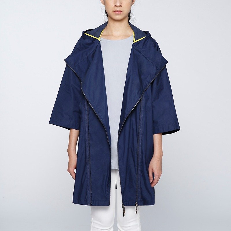 [Added positive reviews] Coating cloak-blue - Women's Casual & Functional Jackets - Cotton & Hemp Blue