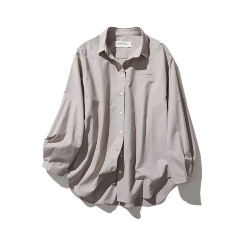 Casual adult style Long sleeve shirt 100% cotton Light gray 230901-2 - เสื้อผู้หญิง - ผ้าฝ้าย/ผ้าลินิน 