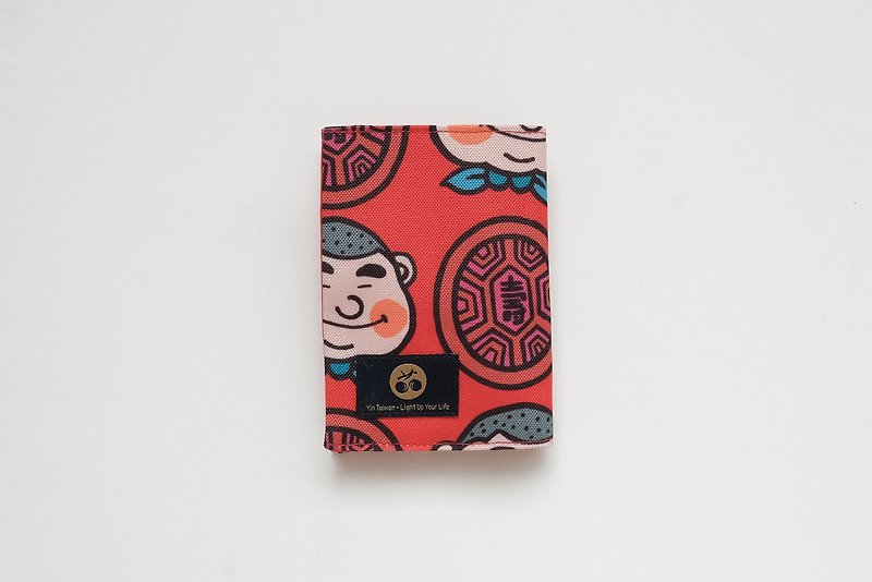 Passport Case New Ding Pan Print Red Background Color Matching - ที่เก็บพาสปอร์ต - เส้นใยสังเคราะห์ สีแดง