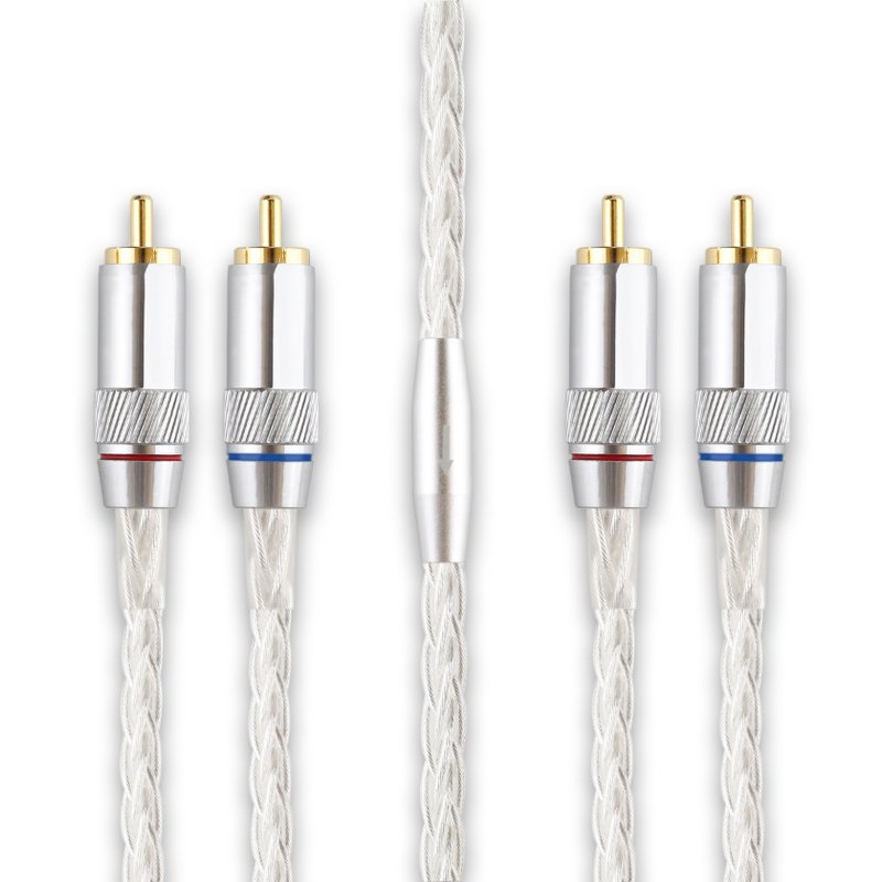 【川木】Fever-grade RCA pure single crystal Bronze Silver audio cable 【M180】two to two double lotus - แกดเจ็ต - โลหะ 