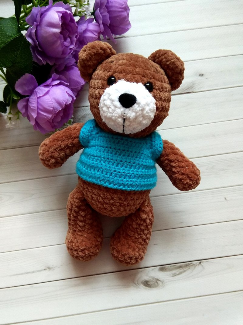 Plush stuffed toy bear - ของเล่นเด็ก - ผ้าฝ้าย/ผ้าลินิน สีนำ้ตาล