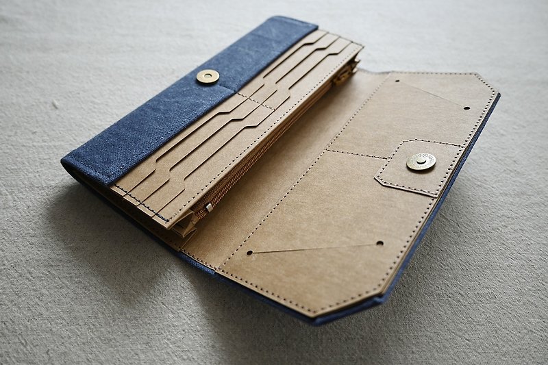 blue  Canvas Wallet with Washable Paper, Lightweight, Eco-friendly Material - กระเป๋าสตางค์ - กระดาษ สีน้ำเงิน