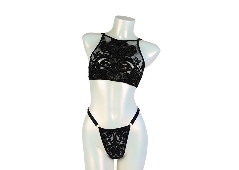 Flora Lingerie Set Black - 女內衣褲 - 其他材質 黑色