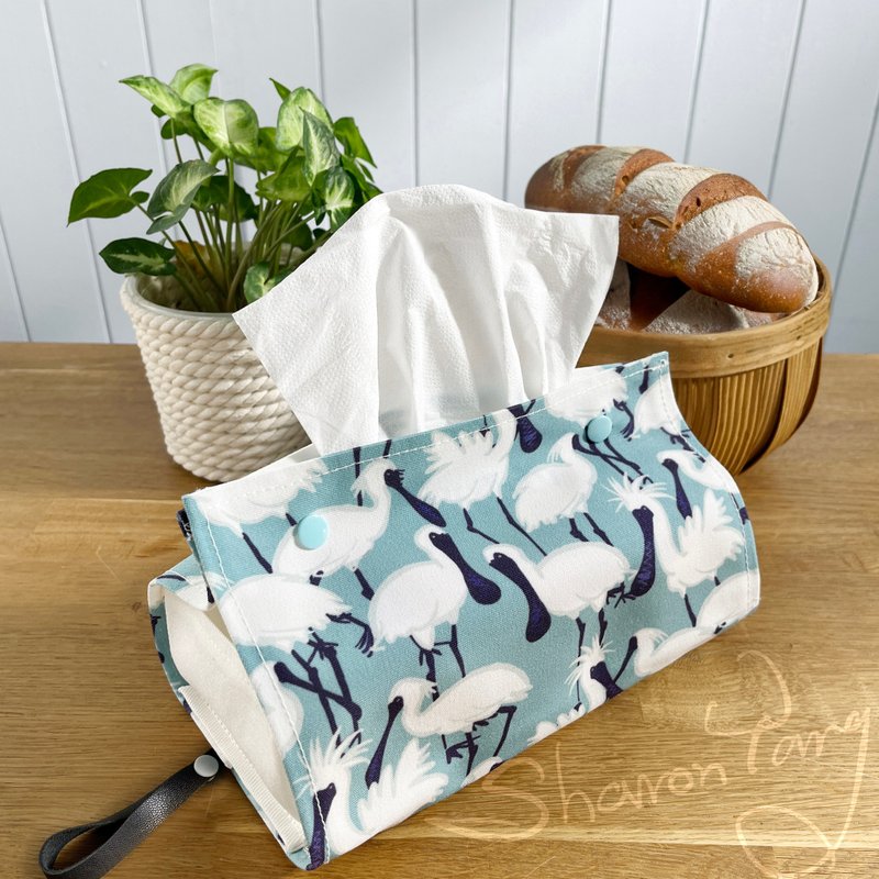 Black-faced Spoonbill - Dual-purpose Canvas Tissue Cover, Three Colors - กล่องทิชชู่ - ผ้าฝ้าย/ผ้าลินิน 