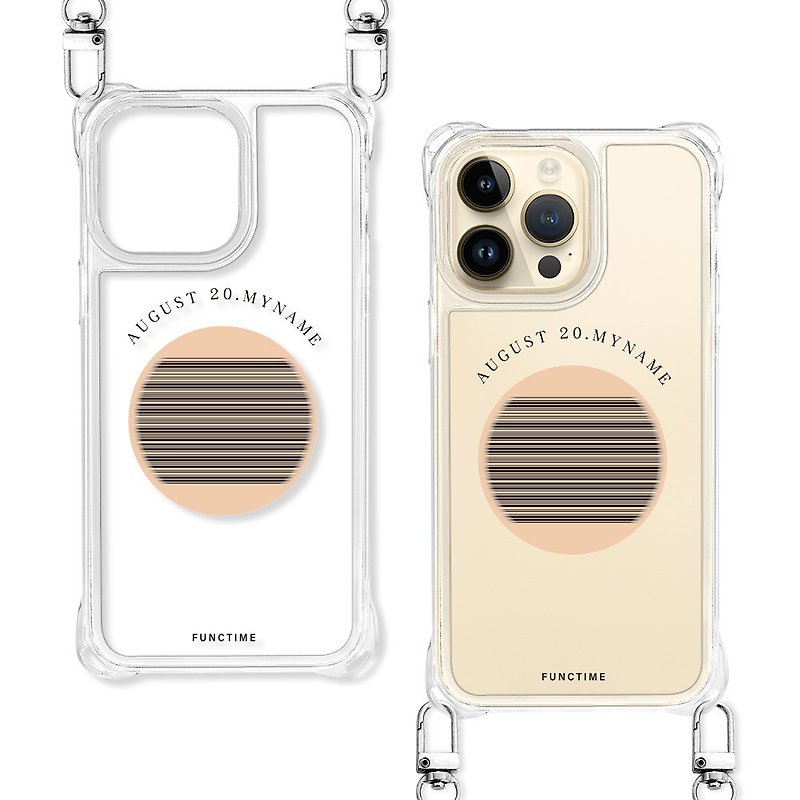 【Functime】客製化 夕陽發票載具 透明四角掛繩孔手機殼 橘色 - 手機殼/手機套 - 塑膠 透明