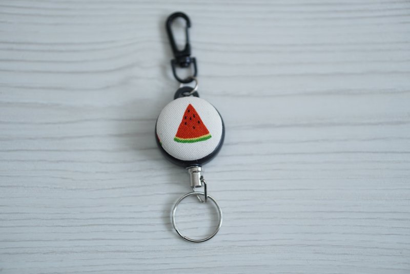 Steel rope telescopic pull buckle / nurse buckle / ID buckle watermelon bite - ที่ตั้งบัตร - สแตนเลส สีแดง