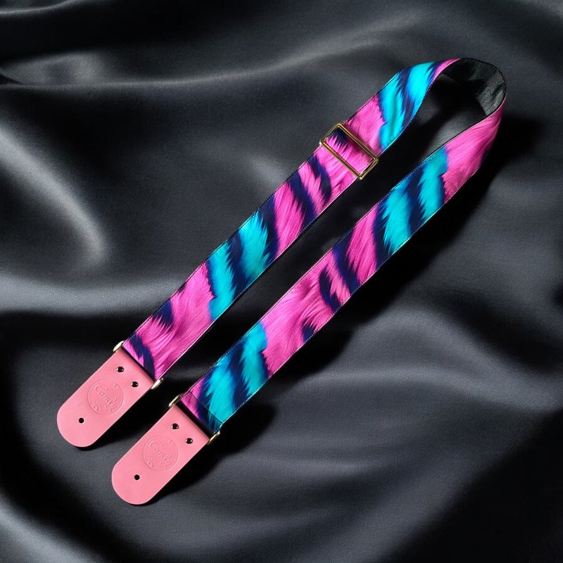 Pink Blue Tiger  Guitar Strap - 其他 - 棉．麻 金色