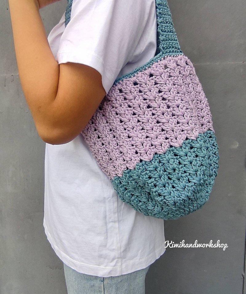 Needle crochet bag/handbag/woven bag/handmade crochet~side bag - Messenger Bags & Sling Bags - Other Materials 